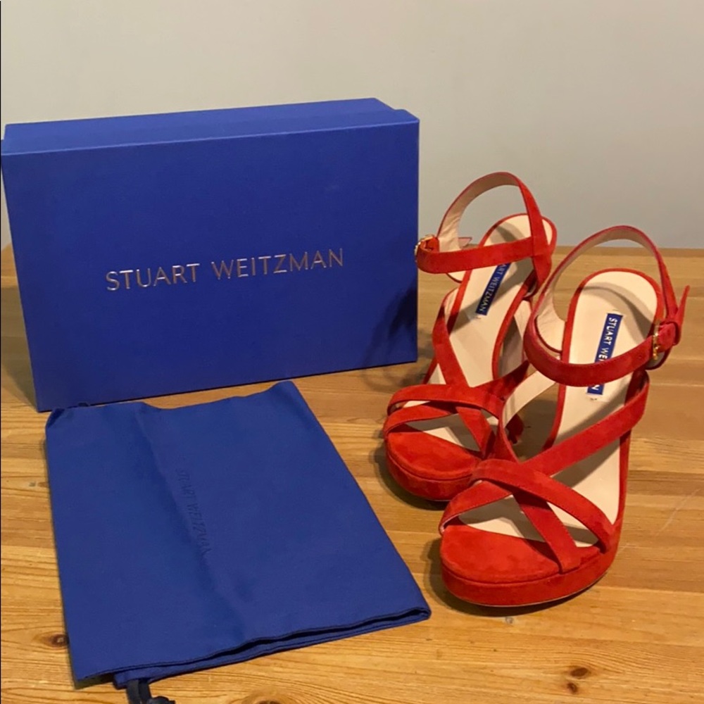 Stuart Weirzman - suede red heels